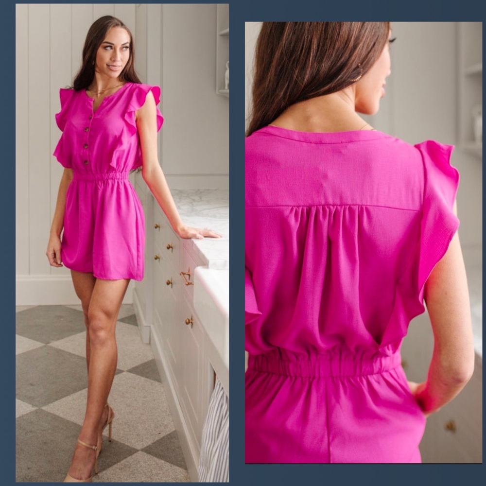 Andree by Unit, Fuchsia Ruffle Romper, NWT